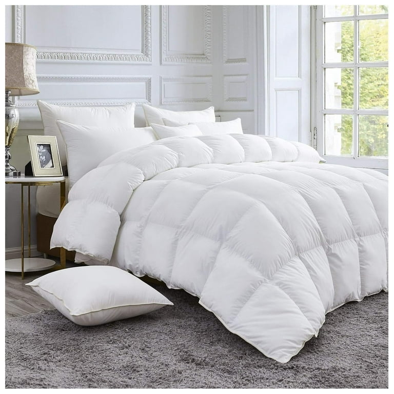 Luxurious 800 Thread Count HUNGARIAN GOOSE DOWN Comforter Duvet Insert King Cal King Size 75 oz. Fill Weight Premium Baffle Box 100 Egyptian