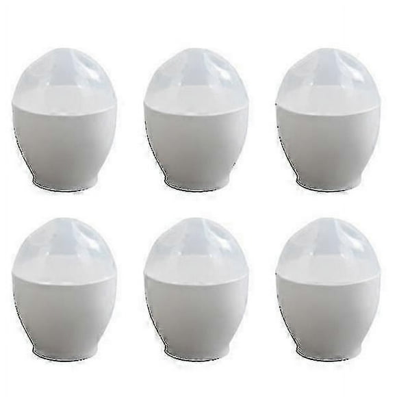 6pcs Microwave Steamed Egg Cup Mini Egg Cooker Portable Egg Poacher For Home Kitchen (white)