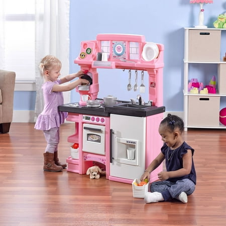 Step2 Coffee Time Kitchen Includes 21-piece Cook Set, Pink and White ...