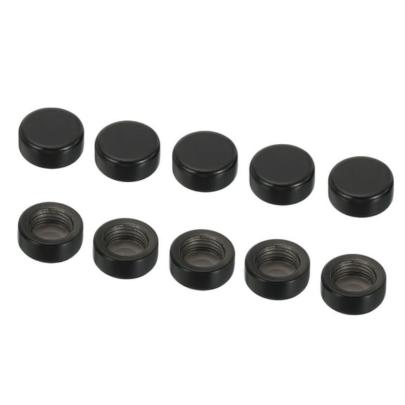 Uxcell M10 15x6mm Lamp Finial Cap Knob Flat Screw Cap Nut Female Thread Light Fixtures Decoration Black 10 Pack