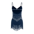 thumbnail image 4 of Jizyo Robe de Danse Latine Salsa pour Femmes Bretelles Spaghetti Robe de Danse Costume de Salon Bleu Marine TTG, 4 of 6