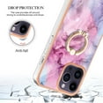 thumbnail image 5 of ELEHOLD Plating Rugged Case For iPhone 15 Pro Slim Marble Pattern Heavy Duty Shockproof Stand Cover, with Shiny Rotating Ring Stand, Pink, 5 of 6