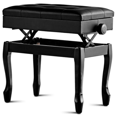 Height Adjustable Piano Bench Pu Leather Keyboard Padded Seat W