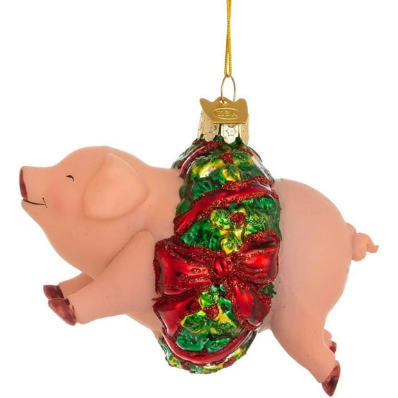 Kurt Adler Ornaments, Noble Gems Pig In Wreath Glass, Multi-Colored, 4 - Inch