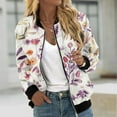 thumbnail image 4 of Jackets For Women Floral Printed Fashion Casual Zip Top Jacket Long Sleeve less Casual Jacket Loose Slim Fit Ladies Jackets Summer Jacket Daily Jackets Lightweight Bomber Jacket, 4 of 5