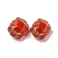 thumbnail image 3 of 50pcs Transparent Acrylic Beads Golden Metal Enlaced Oval Red 18x13.5x8.5mm Hole: 1.8mm, 3 of 3