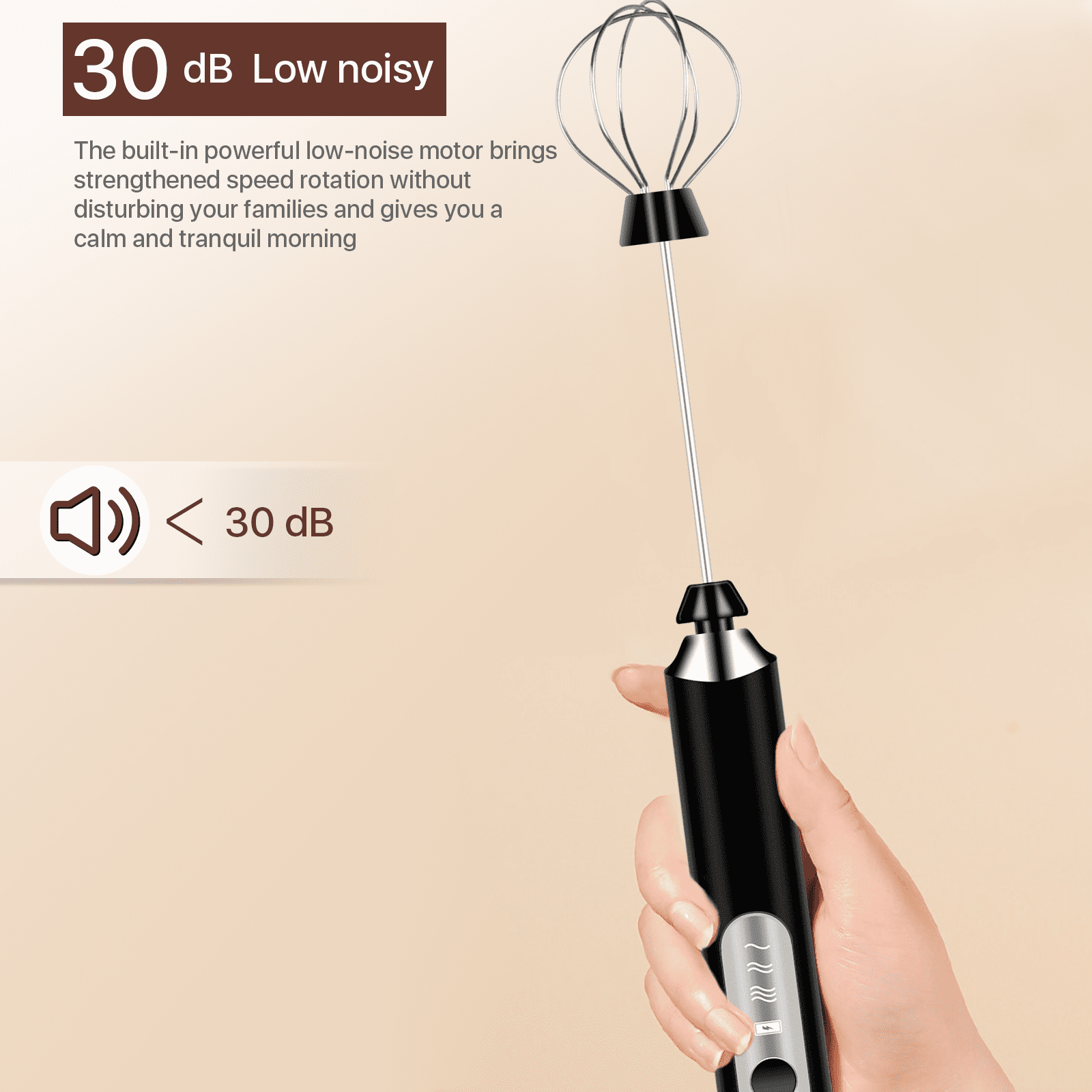 LNKOO USB Rechargeable Milk Frother Handheld Multi-functional Electric Foam  Maker with 2 Stainless Whisks, 3-Speed Adjustable Mini Milk Foamer, Perfect  for Blending Bulletproof Coffee, Latte 