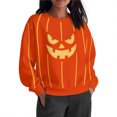 thumbnail image 3 of yoeyez Womens Oversized Sweatshirts Fleece Halloween Crewneck Sweatshirt Comfy Fall Warm Fashion Pullover Tops Orange,XXL, 3 of 7