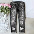 thumbnail image 5 of Jeans For Women 2024 Fashion Women's Fall And Winter Jeans Casual Printing Hole Thickening Pants Gray M, 5 of 7