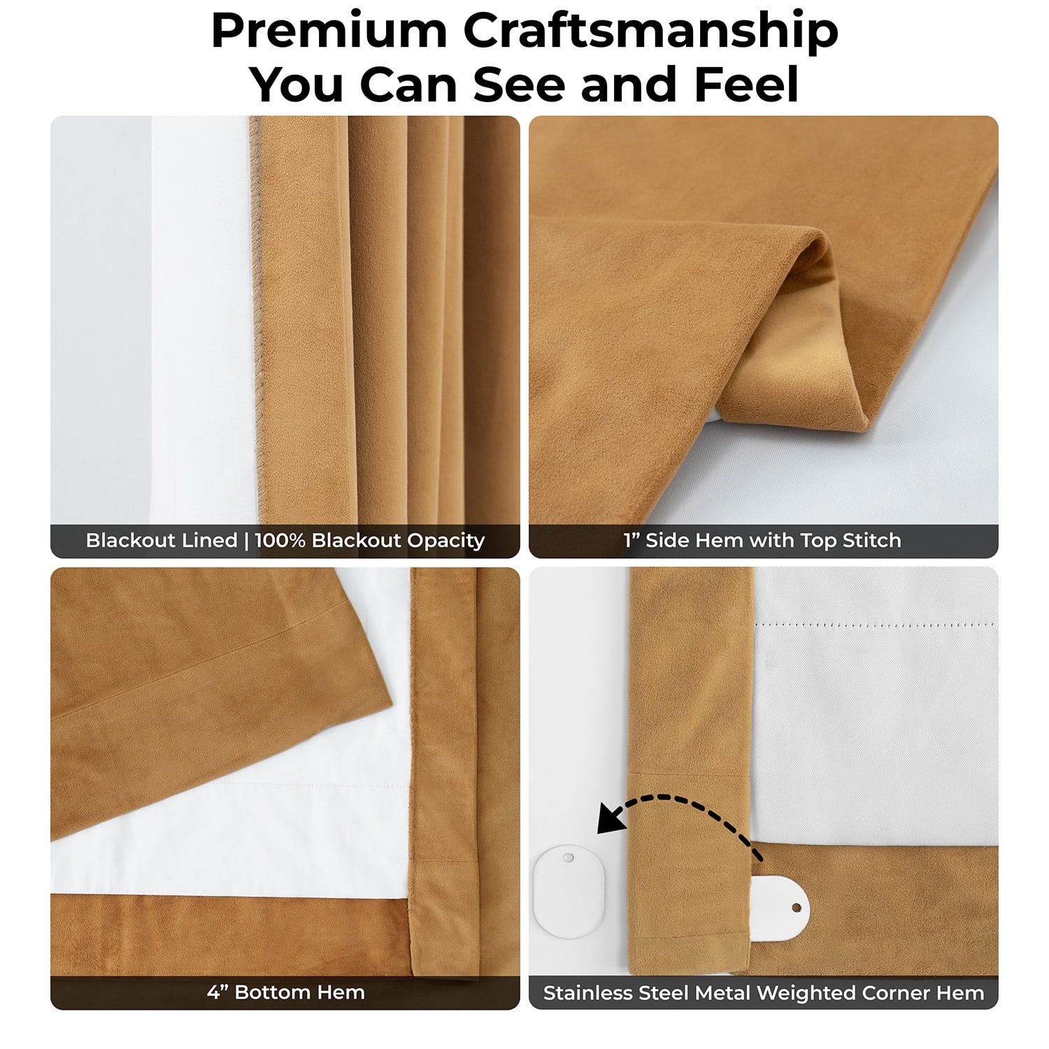Half Price Drapes Signature Amber Extra Wide Velvet Blackout Curtains (1 Panel), 100WX 84L