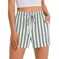 thumbnail image 2 of Womens Cotton Linen Summer Striped Shorts Elastic High Waisted Drawstring Casual Shorts Y2k Beach Vacation Clothes, XL, 2 of 4