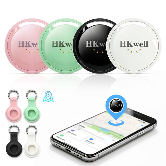 Smart Tracker Tags 4 Pack, Bluetooth Item Finder Compatible with Apple Find My (iOS Only), Key Finder, Wallet Tracker, Luggage Locator, Black