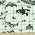 thumbnail image 2 of Ambesonne Nautical Fabric by the Yard Upholstery, Monochrome Style Animals, 3 Yards, Charcoal Grey White, 2 of 5