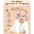 thumbnail image 5 of Wiher 2-in-1 Baby Ear Muffs Noise Protection, Adjustable Baby Headphones with Stretchy Band, Noise Cancelling Headphones for Baby & Toddler up to 4 Years, Baby Airplane Essentials/Outdoor Pink, 5 of 8