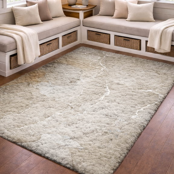 Addison Rugs Dream Shag Premium Machine Washable Transitional Watercolors Beige Rectangle Rug, 10' x 14'