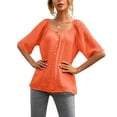 thumbnail image 2 of Camiseta Mujer Jumpingount Manga Corta Botón XL Naranja AP001222-12, 2 of 7