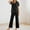 Black, variant on Women's Casual V Neck Trousers Suit Set Comfortable Wear For Daily Outfits Vacation Outfits Versatile Stretch Pants Outfit For Spring Summer Fall Graduation Outfits for Juniors Womens Dressy Rompers