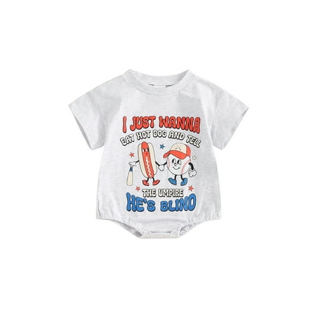 

EYIIYE Baby Boys Summer Jumpsuit Letter Baseball Print Short Sleeve Romper