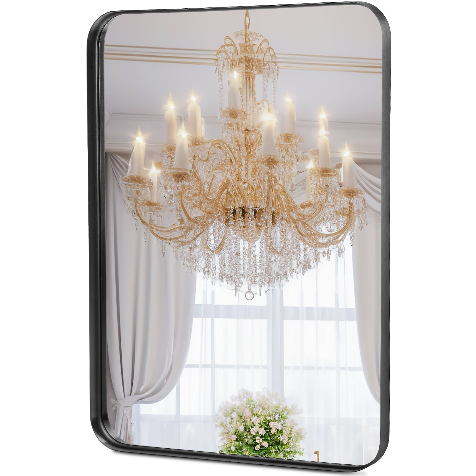 MAYEERTY 30"×22" Rectangular Full-Length Mirror - Floor Standing Full-Body, Black