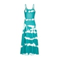 thumbnail image 3 of Fangasis Women Long Dress V Neck Maxi Dresses Tie Dye Sundress Ladies Casual Slip Beach Sky Blue L, 3 of 7