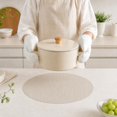 thumbnail image 3 of Unique Bargains 2 Pcs Oval Bamboo-like Texture Placemat Light Beige, 3 of 5