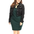 thumbnail image 4 of ChaqueDenim RecortaBotón Cerrado TalGrande PaMujer Negro 4XL, 4 of 5