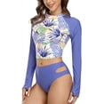 thumbnail image 2 of Women's Floral Rash Guard Swimwear Long Sleeve UPF 50+ Two Piece Swimsuit Set, 2 of 6