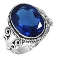 thumbnail image 1 of 925 Sterling Silver Ring For Women - Teens Blue Sapphire Simulated Gemstone Silver Ring September Birthstone Boho Silver Ring Size 9 Christmas - Gift For Girl Friend Gemstone 925 Silver Jewelry, 1 of 5