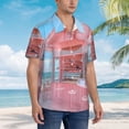 thumbnail image 3 of Disketp Pastel Pink Beach Cafe Hawaiian Shirts for Men,Mens Casual Short Sleeve Button Down Shirts Beach Shirt,Small, 3 of 7
