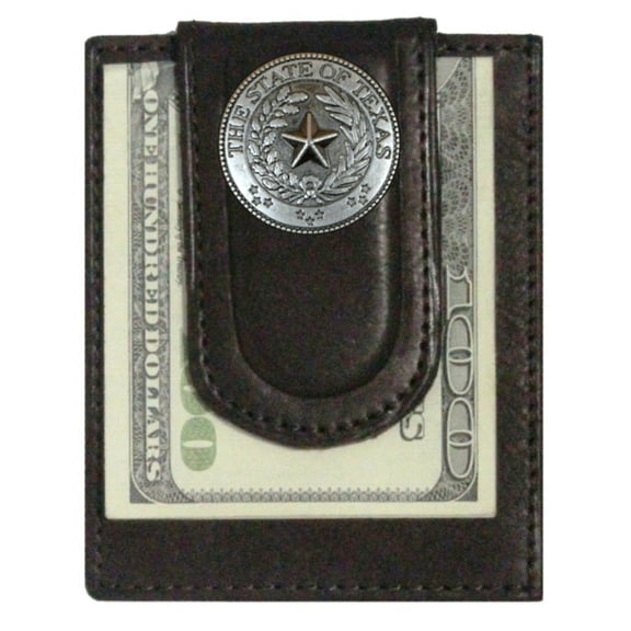 Custom Texas Seal Paul and Taylor Money Clip Wallet Brown