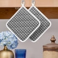 thumbnail image 2 of Geometric Lattice, Pot Holders for Kitchen Heatproof Potholder, 5 Pack Black Grey Classic Farmhouse Plaid Hot Pads Multipurpose Oven Pads Cloth Potholders Trivet for Cooking Baking, 2 of 8