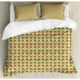 thumbnail image 1 of Ladybug Duvet Cover Set Queen Size, Funny Insects with Open Wings Spring Good Fortune Joyful Mother Nature, Decorative 3 Piece Bedding Set with 2 Pillow Shams, Pale Green Vermilion, by Ambesonne, 1 of 3