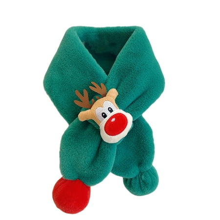 

Kids Christmas Scarf Plush Elk Doll Decor Plush Collar Overlapping Cross Bib Winter Warm Scarf For Toddlers