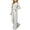 Gray, variant on Xdegoge Girls 2 Piece Outfits Striped Ribbed Knit Long Sleeve Crop Top and Wide Leg Pants Set Casual Lounge Sweatsuits for Kids Fall Wear