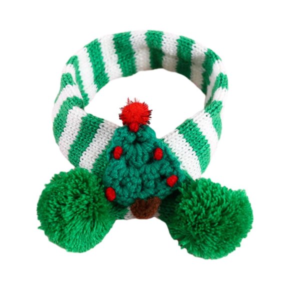 Bufanda navideña para mascotas, traje navideño para perros, bufanda tejida para mascotas y gatitos, accesorios para fotos con calentador de cuello de , de navidad v árbol de navidad verde