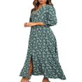 thumbnail image 4 of Robe Maxi pour Femmes à Boutons, Imprimé Floral, Col en V, 4 of 5