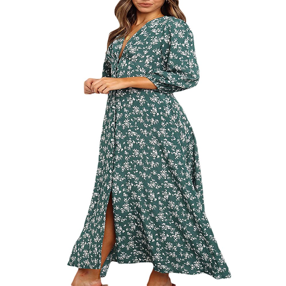 ROBE FLEURIE À MANCHES 3/4 - COMME NEUVE SANS ÉTIQUETTES - TAILLE RÉGULIÈRE