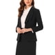 thumbnail image 4 of CHAQUETA BLAZER DE OFICINA PARA MUJER INSPIRADA CHIC CON SOLAPA, MANGAS LARGAS Y BOLSILLOS, TAMAÑO XS, NEGRO, 4 of 6