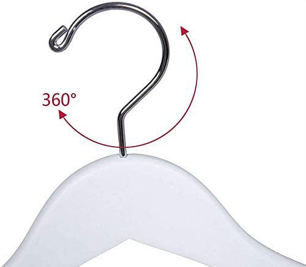 NAHANCO #8017W 17" White Gloss Flat Wooden Suit Hangers with Stationary Pant Bar (Pack of 100)