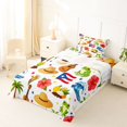 thumbnail image 5 of Manfei Hawaii Beach Twin Sheets,Ocean Wave Floral Stars Bedding,3 Pieces,1 Fitted Sheet and 1 Pillowcase, 5 of 6