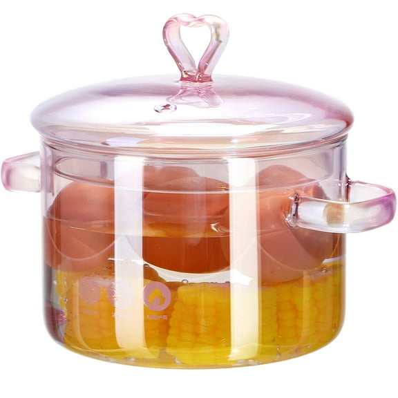 Glass Saucepan with Cover, 1.5L Heat-resistant Glass Stovetop Pot and Pan with Lid, The Best Handmade Cookware Set