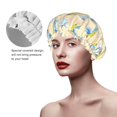 thumbnail image 5 of Blue Hummingbird Flower Shower Cap, Reusable Bath Hair Hat for all Hair Lengths Hair Cover with Elastic Band Double Waterproof Layers Bathing Hat, 5 of 5