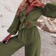 thumbnail image 2 of Two Piece Wide Leg Outfits, All Match Fashion Elastic High Waist Tie Front Crop Top Wide Leg Pants Set For Work Shopping Date, 2 of 6