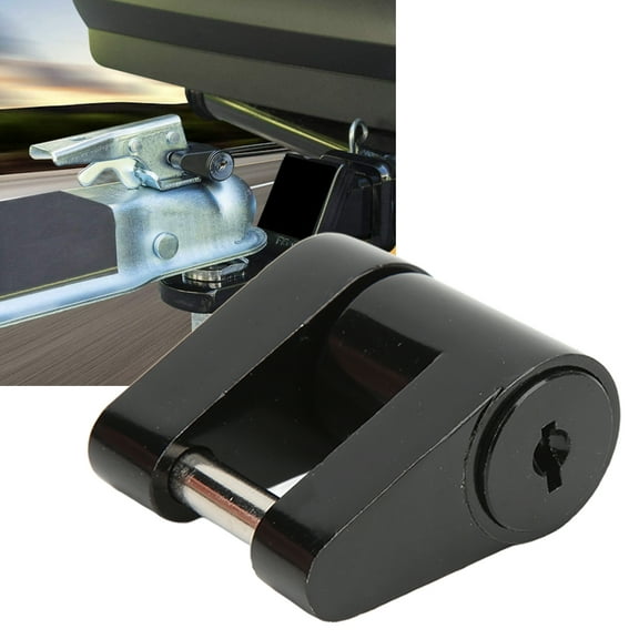 Fyydes Trailer Coupler Lock,Black 1/4in Trailer Lock Zine Alloy Anti Theft Trailer Hitch Coupler Lock With 2 Keys For RV Truck ,Trailer Lock