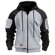 thumbnail image 1 of Ceisia Men's Long Sleeve Jacket Drawstring Full-Zip with Kanga Pocket Color Block Sweatshirts Casual Hoodies Gray L Gift, 1 of 5