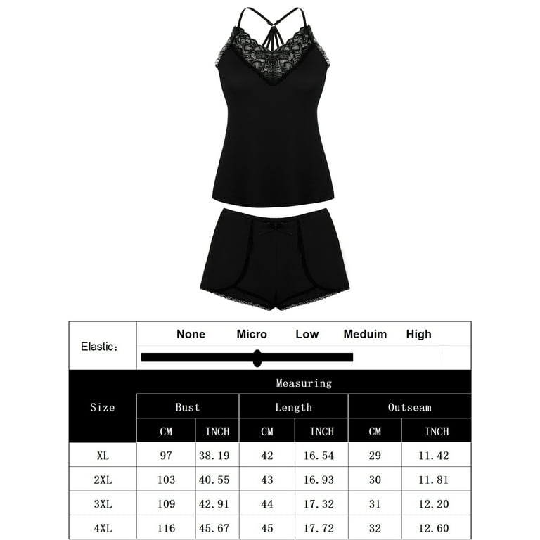 Chama Women Plus Size Pajamas Set Cami Top and Shorts PJ Set Nightwear Sexy  Lace Sleepwear