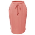 thumbnail image 2 of A2Y Women's Elastic Waist Self Tie Tulip Hem Side Pocket Skirt Light Rose L, 2 of 5