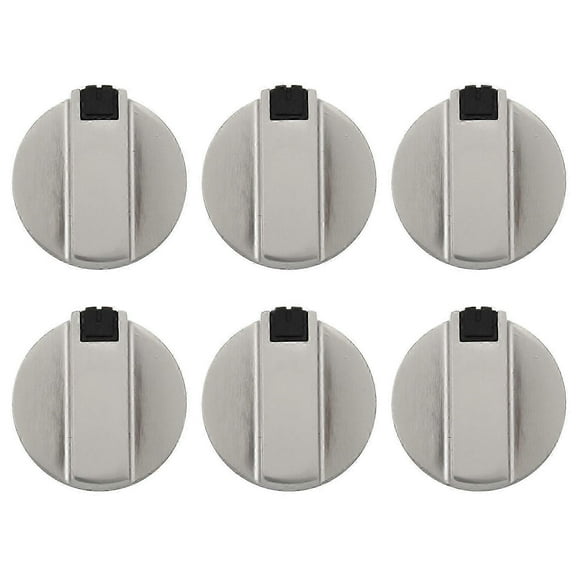 Stoves Cooker Knobs,Oven Knob 6pcs,Zinc alloy 6mm Universal Silver Gas Stove Control Knobs Adaptors