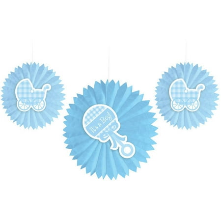 Tissue Fans With Attachment (boy), 3pk