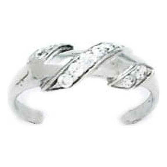 14k White Gold Cubic Zirconia Adjustable Spiral Body Jewelry Toe Ring